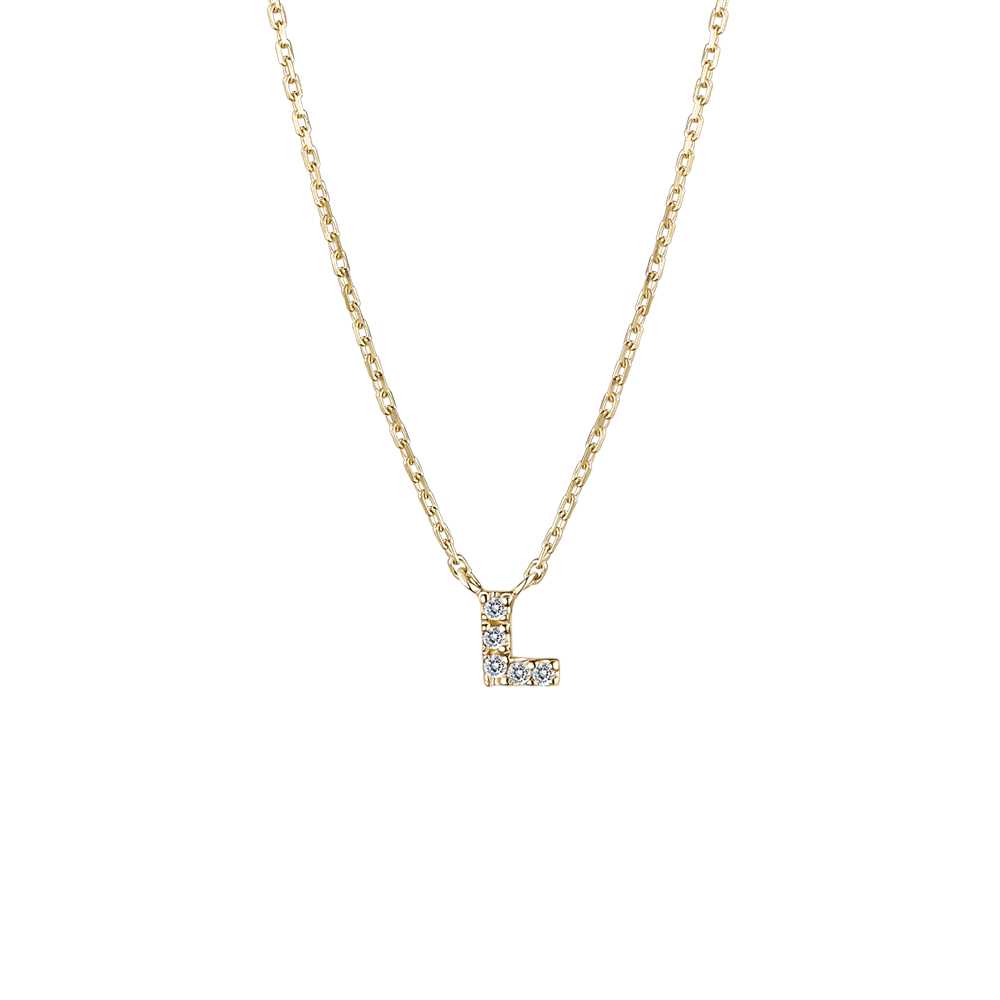 NA0012L Alphabet 鑽石項鍊 L 字母系列